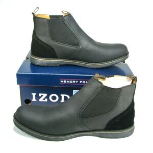 Mens Izod Lucas Chukka Boots Black Leather Pull On Size 13 New in Box